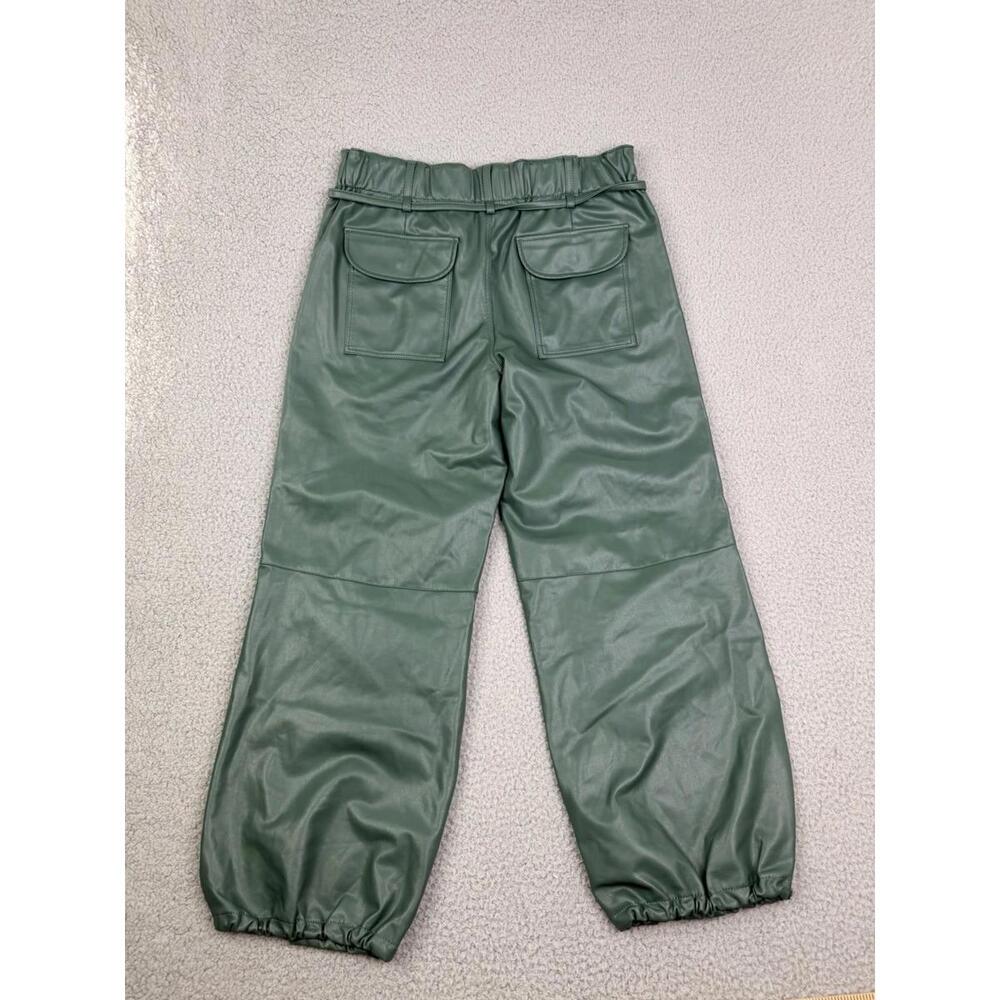 Anthropologie Pilcro Faux Leather Green Parachute Pants Size XS